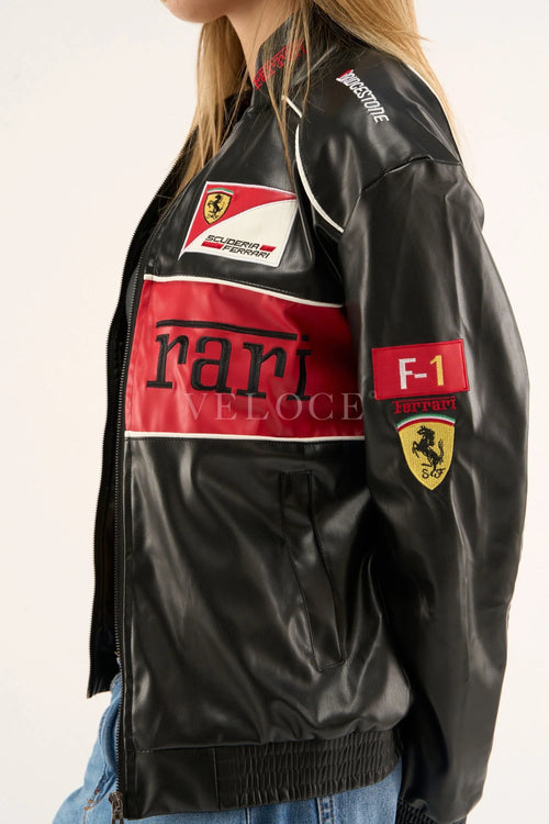 Ferrari F1 Vintage Leather Jacket - Red Edition
