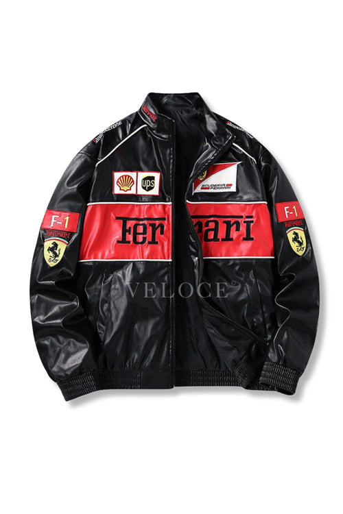 Ferrari F1 Vintage Leather Jacket - Red Edition