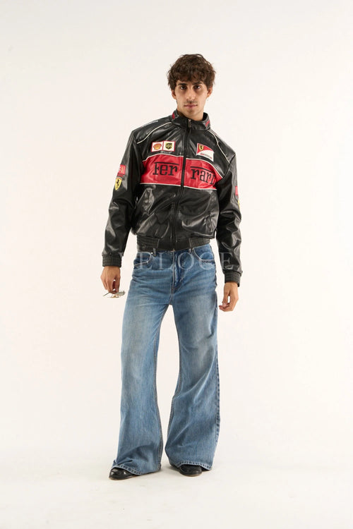 Ferrari F1 Vintage Leather Jacket - Red Edition