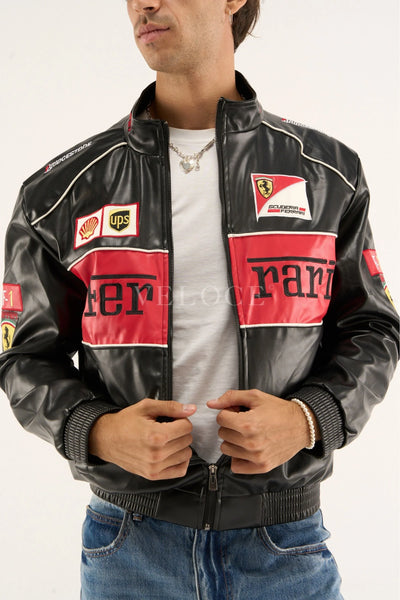 Ferrari F1 Vintage Leather Jacket - Red Edition