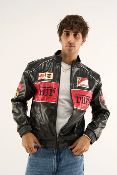 Ferrari F1 Vintage Leather Jacket - Red Edition