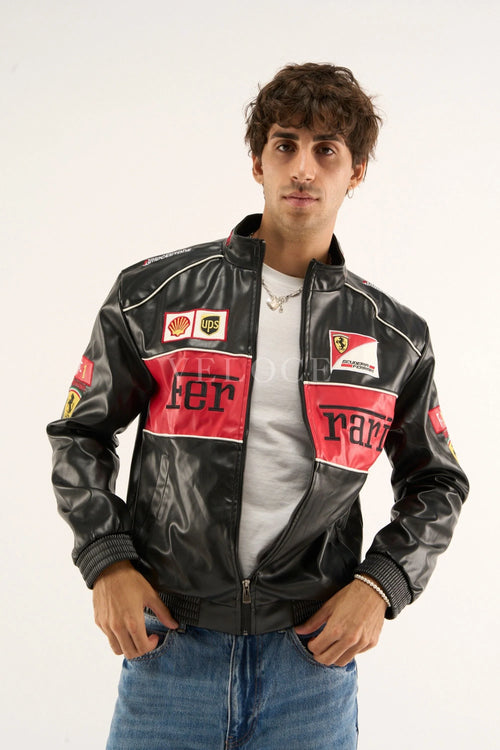 Ferrari F1 Vintage Leather Jacket - Red Edition