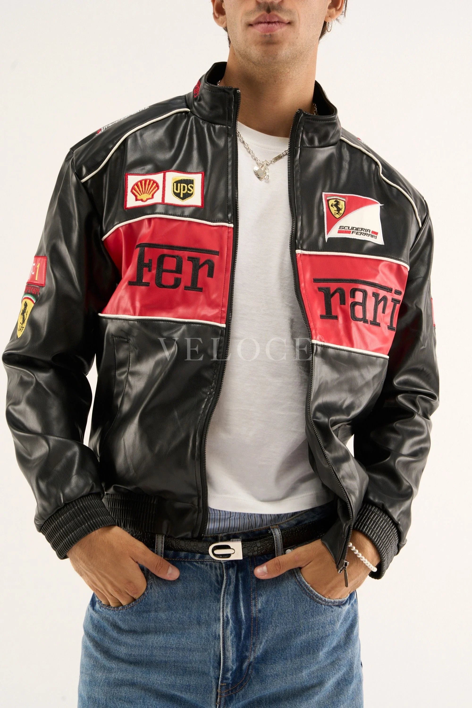 Ferrari F1 Vintage Leather Jacket - Red Edition