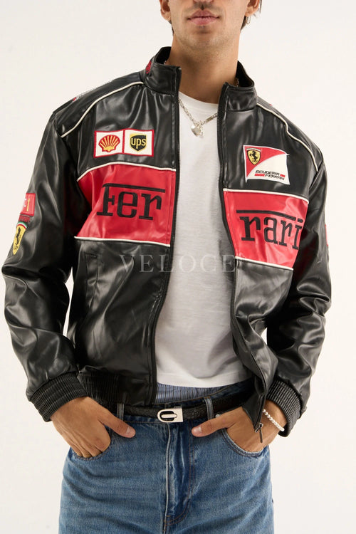 Ferrari F1 Vintage Leather Jacket - Red Edition