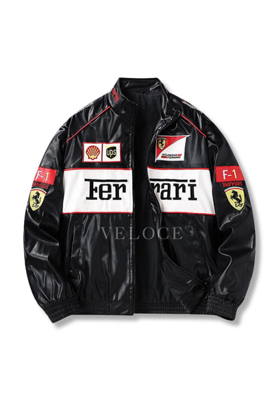 Ferrari F1 Vintage Leather Jacket - White Edition